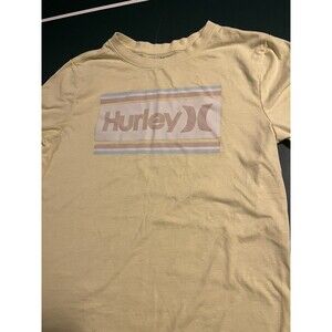 Hurley Surfer Youth Kids Boys XL 14 16 T-Shirt Graphic Light Yellow Summer Beach